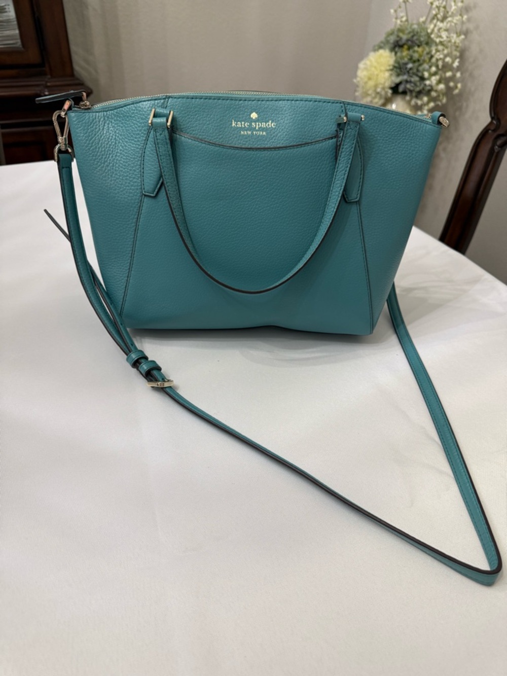 Kate Spade New York Turquoise Leather Satchel - Picture 2 of 10